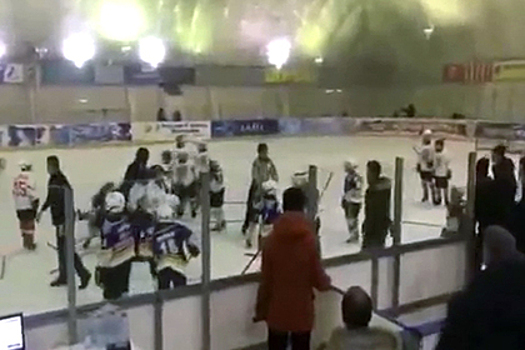 Дети устроили массовую драку на хоккейном матче