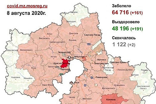 161 новый случай Covid‑19 выявили в Московской области за сутки