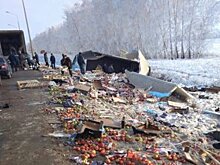 В Башкирии перевернулась фура с фруктами