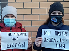 Под Вольском дети вышли протестовать с плакатами против реорганизации их школы