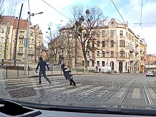 Во Львове прохожий внезапно нокаутировал даму с собачкой. Видео