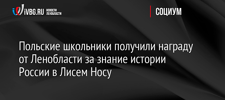 Польские школьники получили награду от Ленобласти за знание истории России в Лисем Носу