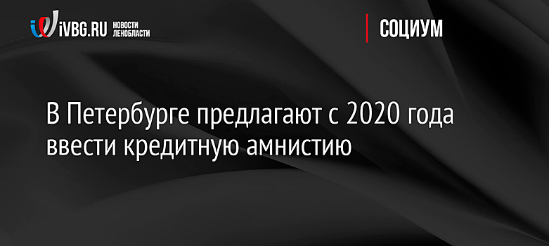 В Петербурге предлагают с 2020 года ввести кредитную амнистию