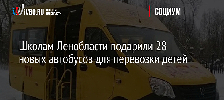 Школам Ленобласти подарили 28 новых автобусов для перевозки детей