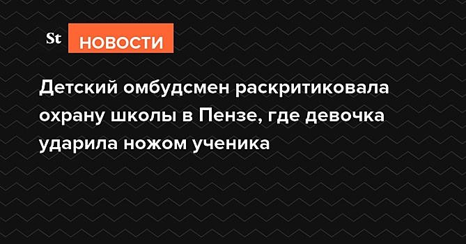 Детский омбудсмен раскритиковала охрану школы в Пензе, где девочка ударила ножом ученика