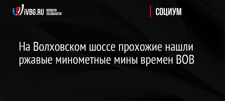 На Волховском шоссе прохожие нашли ржавые минометные мины времен ВОВ