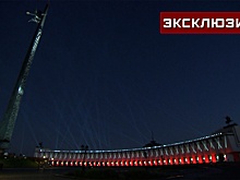 Небо возле Музея Победы и МГУ осветили прожекторы в рамках акции «Лучи Победы»