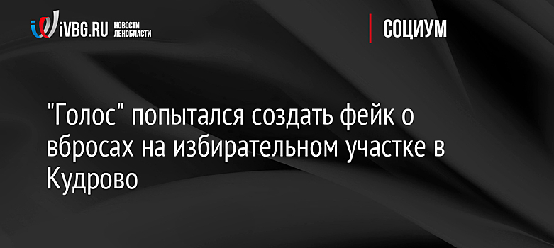 "Голос" попытался создать фейк о вбросах на избирательном участке в Кудрово