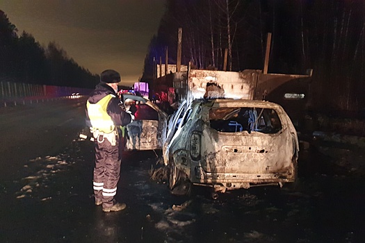В Екатеринбурге водитель Renault Duster сгорел при столкновении с фурой МАЗ