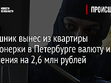 Домушник вынес из квартиры пенсионерки в Петербурге валюту и украшения на 2,6 млн рублей