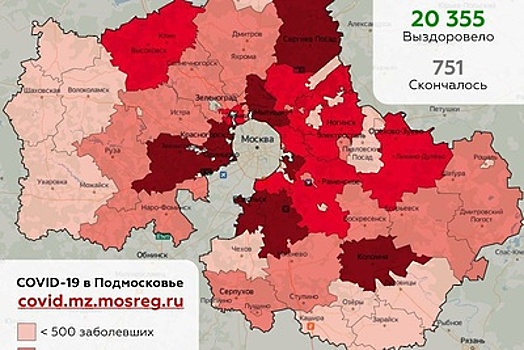 Названы округа‑лидеры Подмосковья по числу новых выявленных случаев Covid‑19