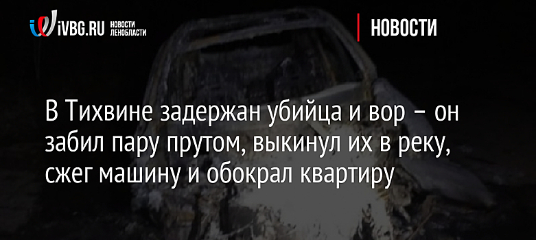 В Тихвине задержан убийца и вор – он забил пару прутом, выкинул их в реку, сжег машину и обокрал квартиру