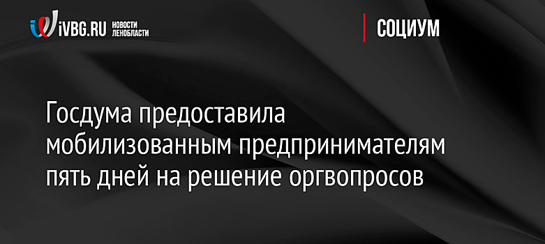 Госдума предоставила мобилизованным предпринимателям пять дней на решение оргвопросов