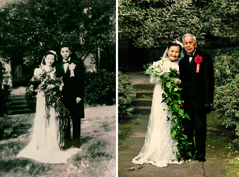 Пара пересняла фото со своей свадьбы спустя 70 лет