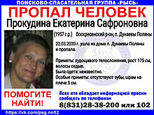 Екатерина Прокудина пропала без вести в Воскресенском районе