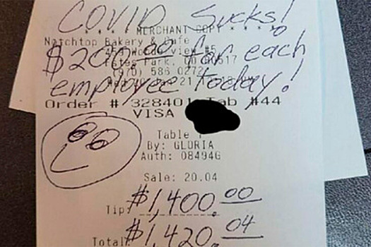 Посетитель оставил сотрудникам кафе чаевые на $14 тысяч в США
