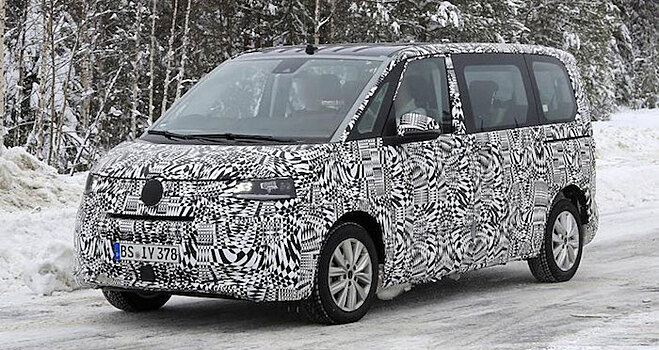 Новый Volkswagen Transporter T7 засняли на тестах