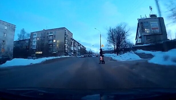 Молодая мама остановила сына в паре сантиметров от проезжавшей машины