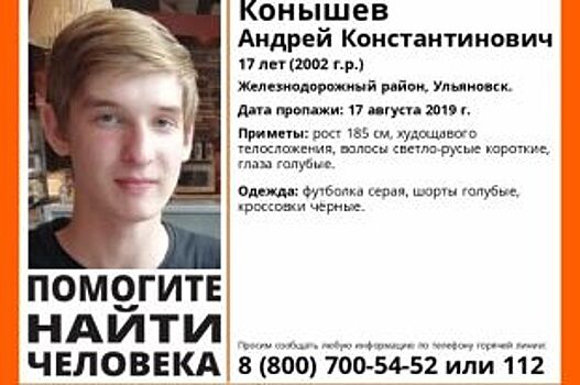 В Ульяновске разыскивают 17-летнего парня