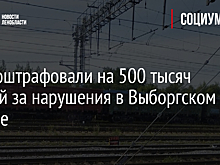 РЖД оштрафовали на 500 тысяч рублей за нарушения в Выборгском районе