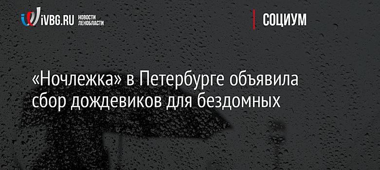 «Ночлежка» в Петербурге объявила сбор дождевиков для бездомных