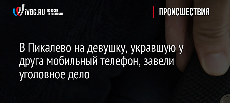 В Пикалево на девушку, укравшую у друга мобильный телефон, завели уголовное дело