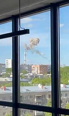 Удар по телебашне в Харькове сняли на видео