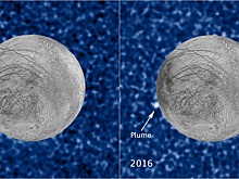Hubble сделал уникальные фото извергающихся криовулканов Европы