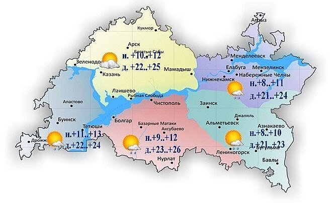 Сегодня в Татарстане дождь и до +27 градусов