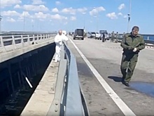 СК РФ опубликовал первое видео с места атаки двух беспилотников ВСУ на Крымский мост