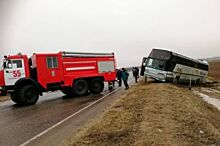 Пассажирский автобус из Махачкалы съехал в кювет в Ростовской области