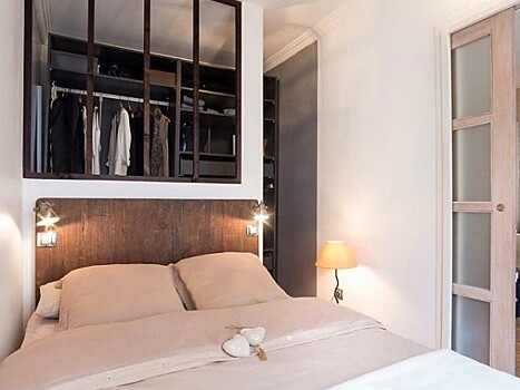 25-метровая квартира в Париже — уютная спальня, карамельная палитра и гардеробная