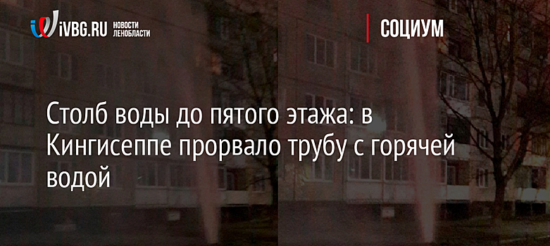 Столб воды до пятого этажа: в Кингисеппе прорвало трубу с горячей водой