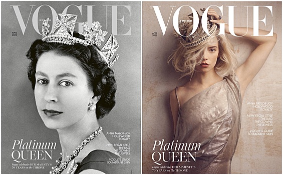Битва королев: Елизавета II и Аня Тейлор-Джой в коронах на обложке Vogue