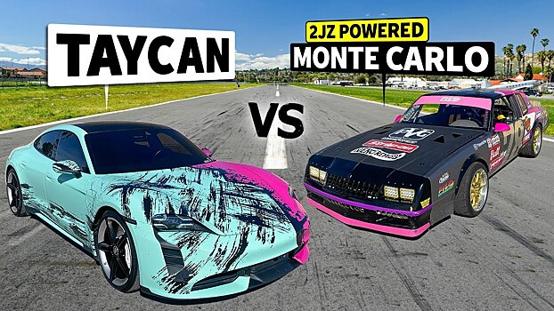 Видео: Porsche Taycan устроил гонку с Chevrolet Monte Carlo