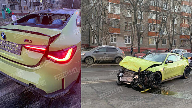 В Москве спорткар протаранил припаркованные авто, пострадала женщина