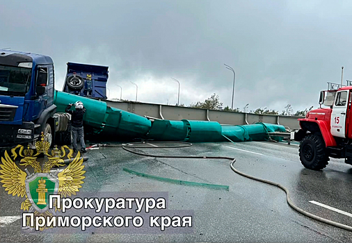 На трассе Владивосток — Хабаровск самосвал снёс с опор крытый виадук