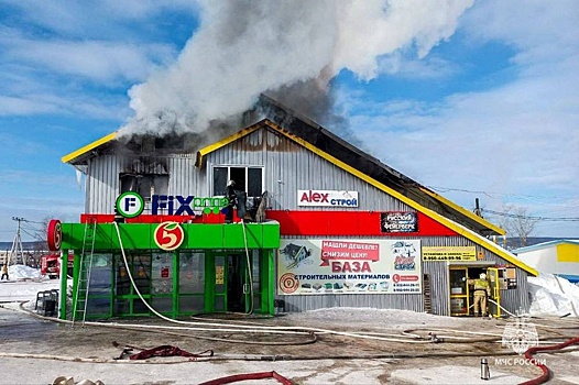 В пермском городе потушили большой пожар в двухэтажном магазине