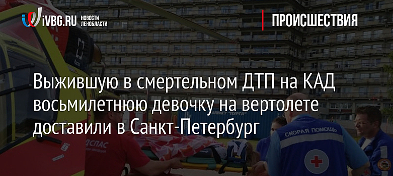Выжившую в смертельном ДТП на КАД восьмилетнюю девочку на вертолете доставили в Санкт-Петербург