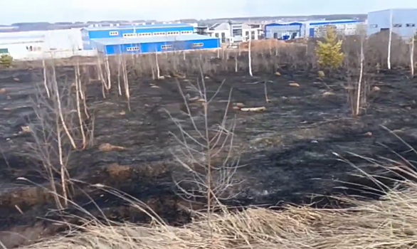 На Воткинском шоссе в Ижевске загорелась сухая трава