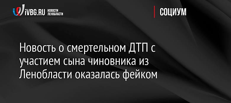 Новость о смертельном ДТП с участием сына чиновника из Ленобласти является фейком