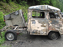 В Южной Осетии в результате аварии загорелся автомобиль