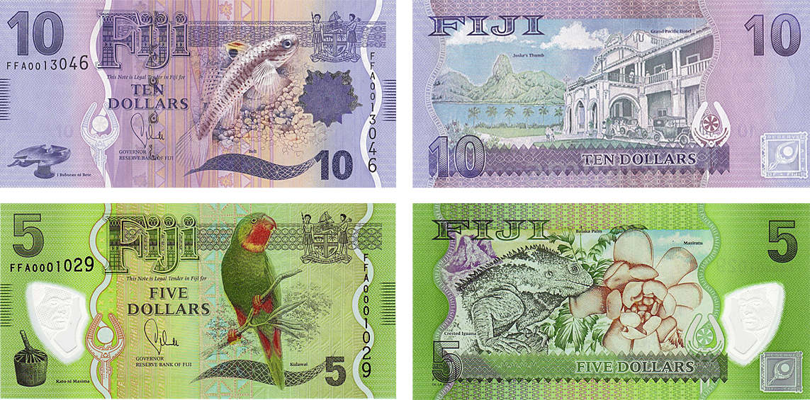 Яркий представитель мировых валют — доллар Фиджи. На деньгах можно увидеть растительный и животный мир островного государства, пейзажи, достопримечательности