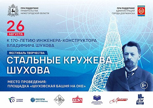 Фестиваль творчества к 170-летию со дня рождения инженера Шухова состоится в Дзержинске
