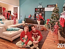 Семья пять лет делает весёлые рождественские открытки
