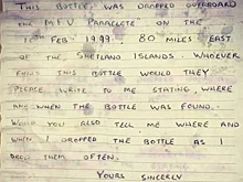 Письмо в бутылке нашлось через 20 лет