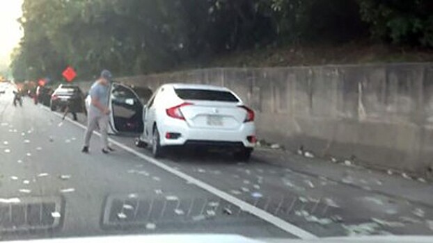 На шоссе в США прошел "дождь из денег"