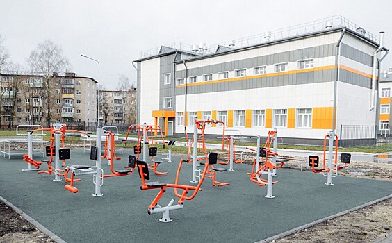 При школе №4 в подмосковном Орехово-Зуево установили уличный тренажерный зал