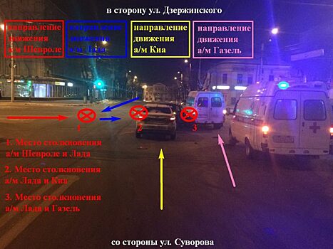 Четыре автомобиля столкнулись в центре Калуги
