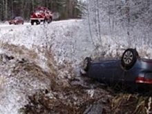 На трассе Екатеринбург-Курган Chevrolet Aveo вылетел в кювет